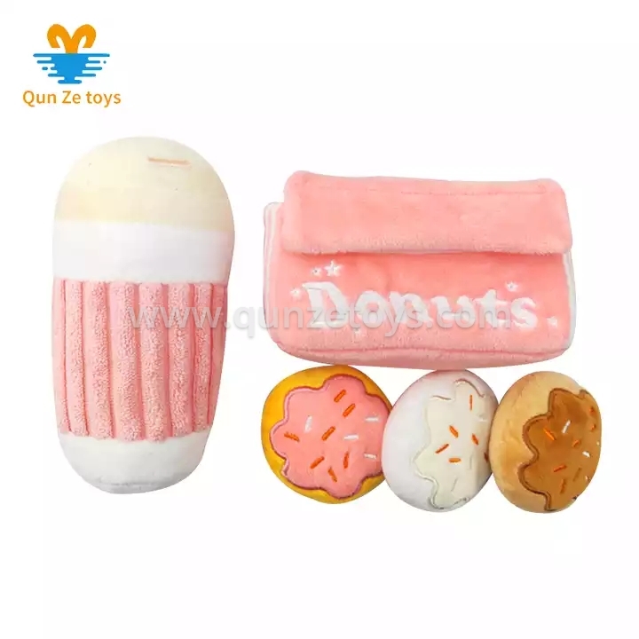 Plush squeaky dog toy Donuts and Food Pet Toys for Chewing Pet Toys 6 buyers