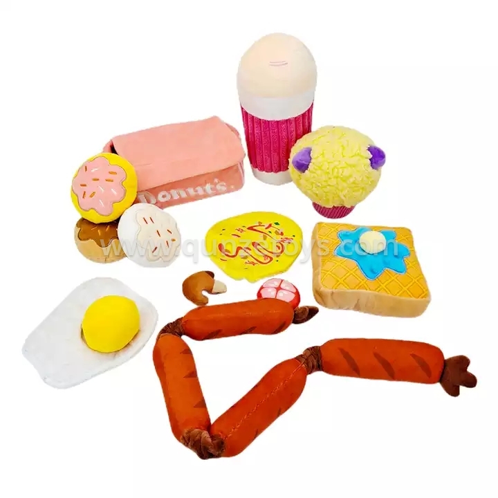 Squeaky Dog Toys Dog Chew Toys for Aggressive Chewers - Muffin, Sausage, Latte, 