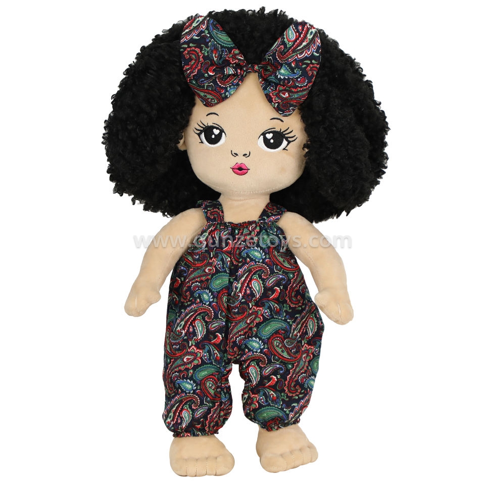 17inch Fashion African Baby Stuffed Soft Black Plush Doll Cartoon Toy for Gift
