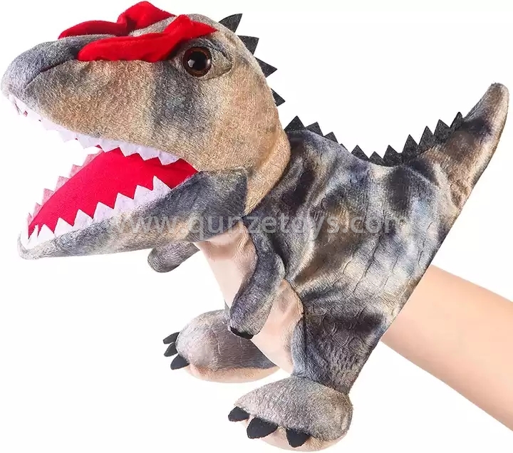 Amazon Hot Selling in stock realistic plush dinosaur t-rex costume hand puppets 