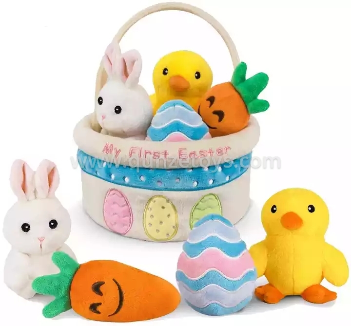 2022 Hot Selling Easter Bunny Rabbit Basket Stuffed Animals Easter Plush Toys Su