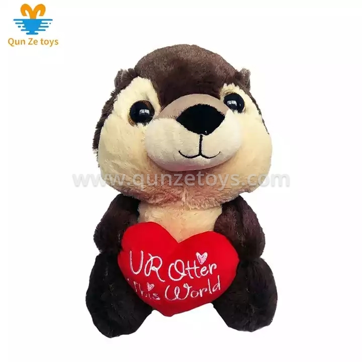 Super Cute and Otter Beaver Stuffed Animal Red Heart Valentines Gift Otter Plush