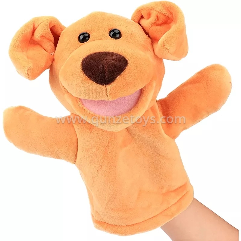 Plush Dog Hand Puppet with Movable Mouth Puppy Animal Toy for Role Play Storytel