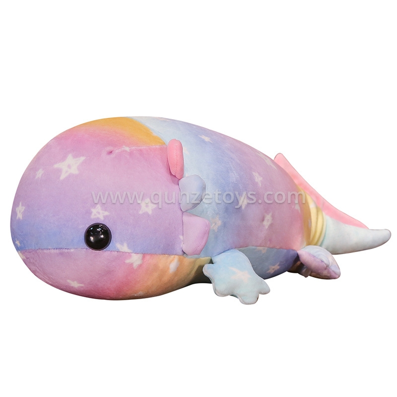 Hot Selling Cartoon Rainbow Color Nap Throw Pillow Soft Cute Plush Axolotl Plush
