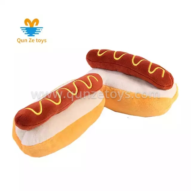 2022 Food Bread Shape Pet Toys Cartoon Cute Bite Resistant Hot Dog Food Plush Do