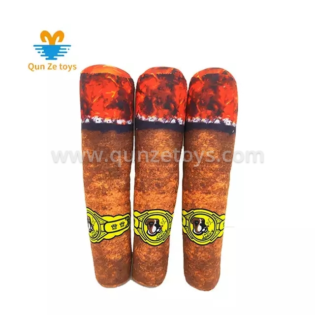 Manufacturer Newest Funny Cigar Shape Plush Toy Pet Molar Interactive Squeaky To