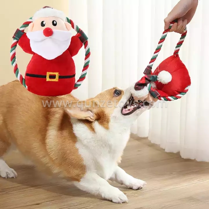 Christmas Squeaky Dog Toys Pack for Puppy Durable Beef Flavored Stuffed Animal P