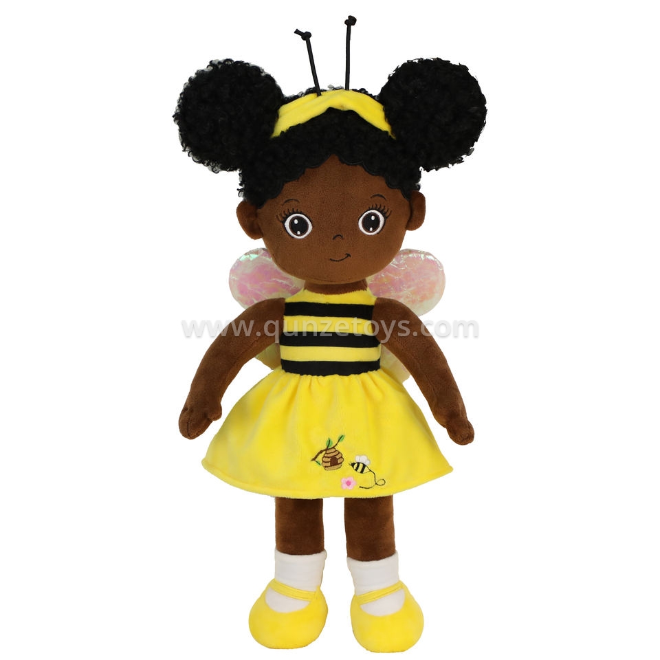 17inch Big Size Soft Stuffed African Girl Baby Doll Big Eye Black Plush Doll for