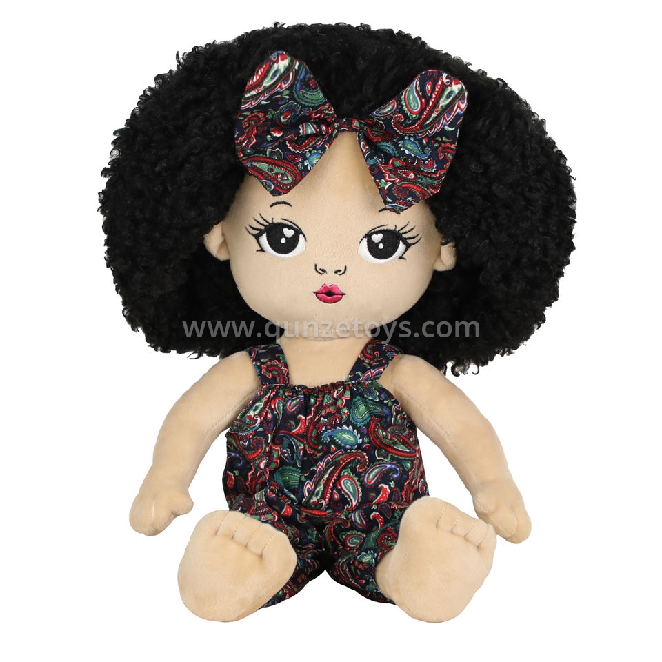 Factory Lovely African Black Girl Doll Black Doll Fashion Soft stuffed Toy Plush