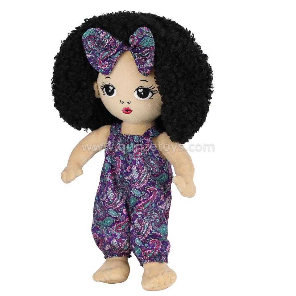 Cute Stuffed Soft Plush Baby Black Plush Toy Doll Set for Girl African Dolls for