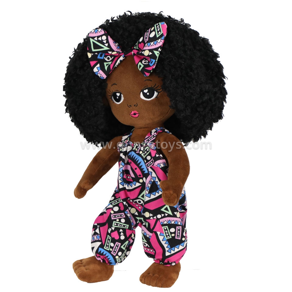 Factory Lovely African Black Girl Doll Black Doll Fashion Soft stuffed Toy Life 