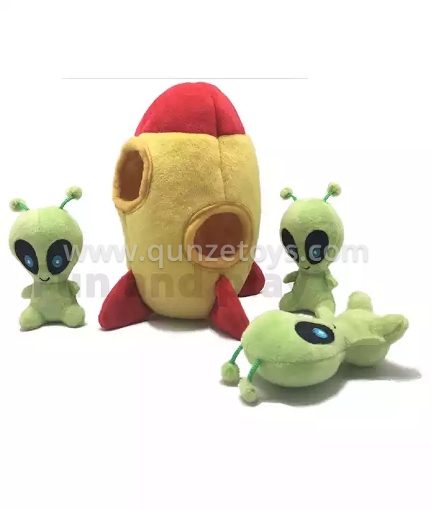 Brightly Green Attractively Squeaky Plush Dog Toy Interactive Hide and Seek Puzz