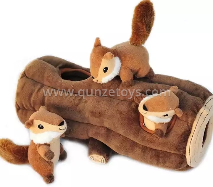 Burrow Log and Chipmunks Squeaky Hide a Set Of Dog Puzzle Toys Best Selling Eco 