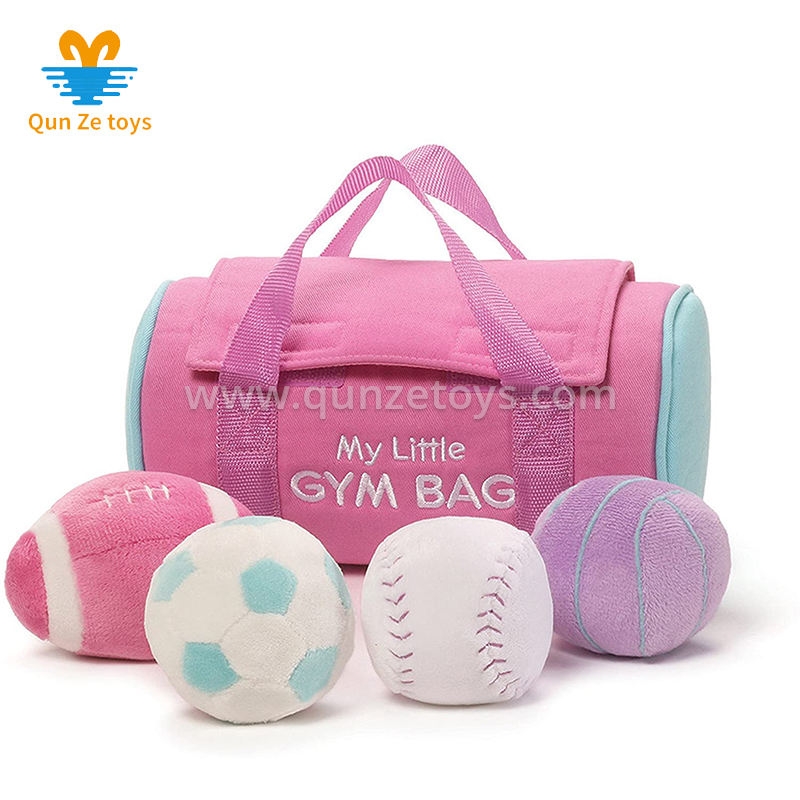 Stuffed Plush Basketball Soccer Ball and Football Toy Gift My Sports Bag Kids Pr