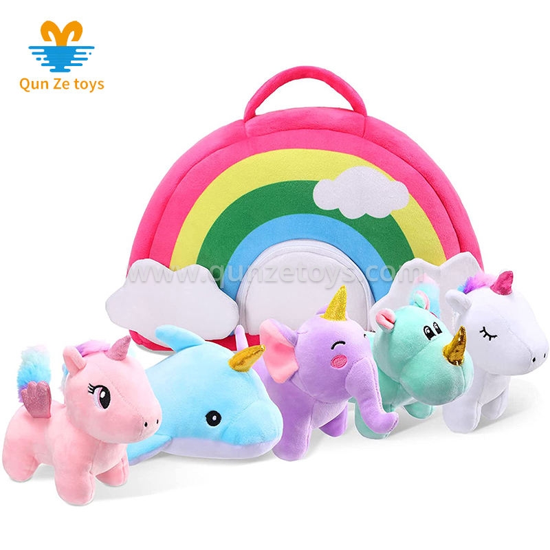 6 Pieces Rainbow Toys for Girls Toddler Toy Animals Unicorn Plush Toys Rainbow U