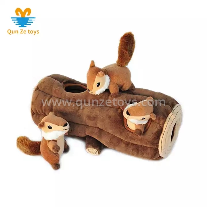 2022 New Arrival Stuffed Animals Hide and Seek Dog Toys 3 Little Squirrels with 