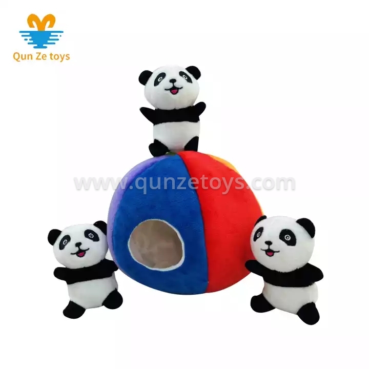 Hide and Seek Squirrel Panda Ball Animal Interactive Dog Puppy Chew Squeaky Pet 