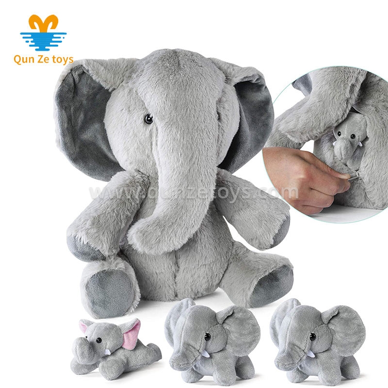 Mommy and 4 babies Stuffed Elephant Plush Toy for Toddler Toys Kids Gift and Oth