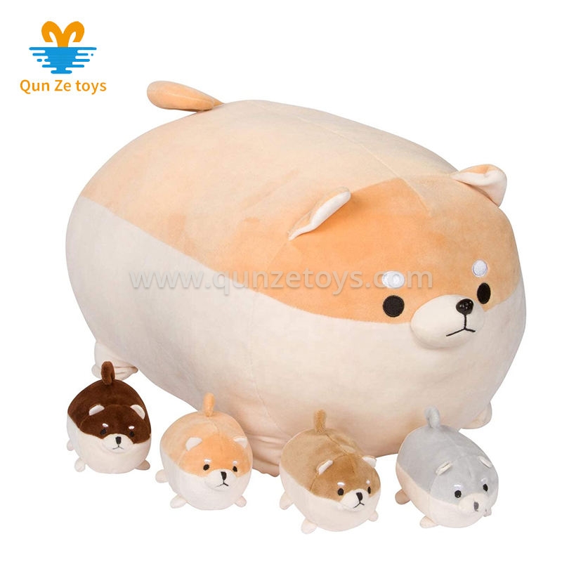 Custom Plush Corgi Play set Cushion For Girls Stuffed Animal Mommy with Baby Pup