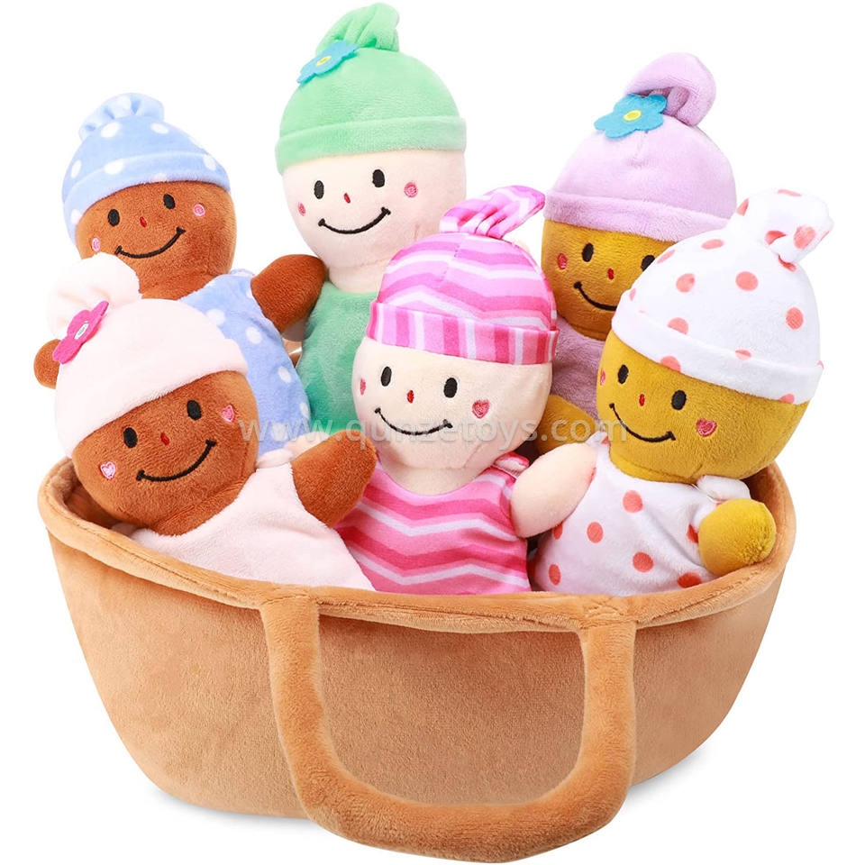 Factory sale OEM ODM Basket Plush Baby Dolls Soft Multicultural Sensory Babies P