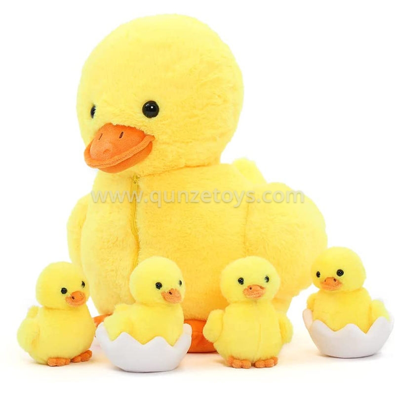 Amazon Hot Selling Yellow Duck Plush Toy with Zipper Pocket Custom Plush Yellow 