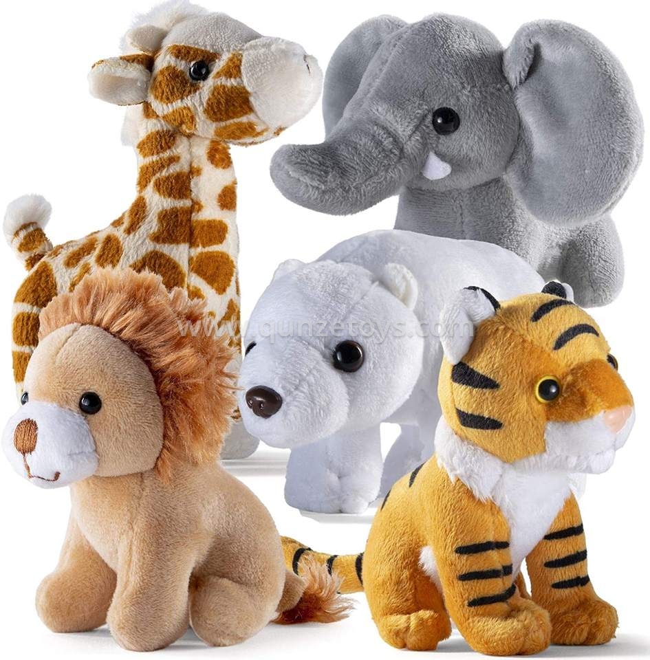 Plush Animals Giraffe Tiger Lion Polar Bear Elephant Play set Stuffed Animals