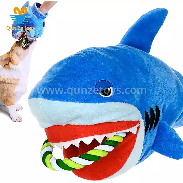 Cute Durable Soft Shark Stuffed Animal Toys Squeaky Stuffed Dog Rope Plush Toy
