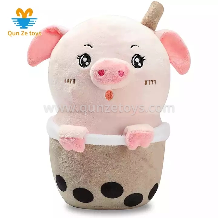 New Custom Soft Milk Tea Pig Pillow Cushion Hugging Toys Gifts for Kids Plush Pi