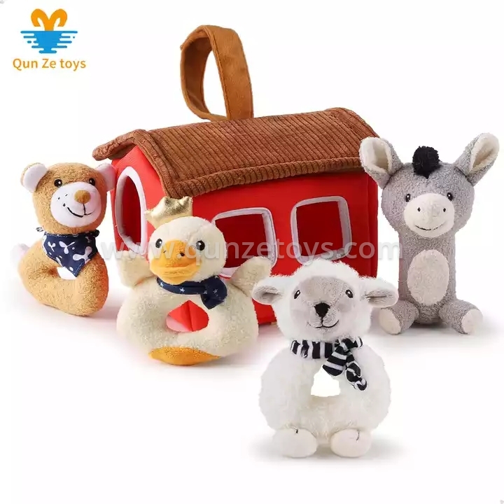 Newborn Soft Farm Stuffed Animal Rattles Set Hand Sensory Development Easter Stu
