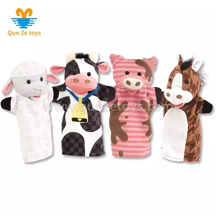 Wholesale Farm Friends Hand Puppets Cow Horse Sheep and Pig Farm Hand Plush Toys