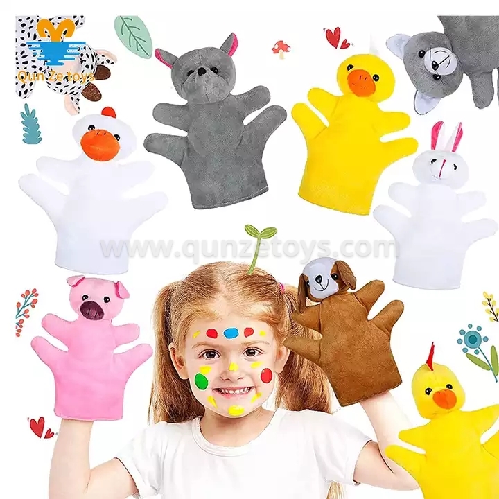 Hot Selling Wholesale Lovely 9 Pieces Animal Hand Puppets Plush Pretend Toys Ima
