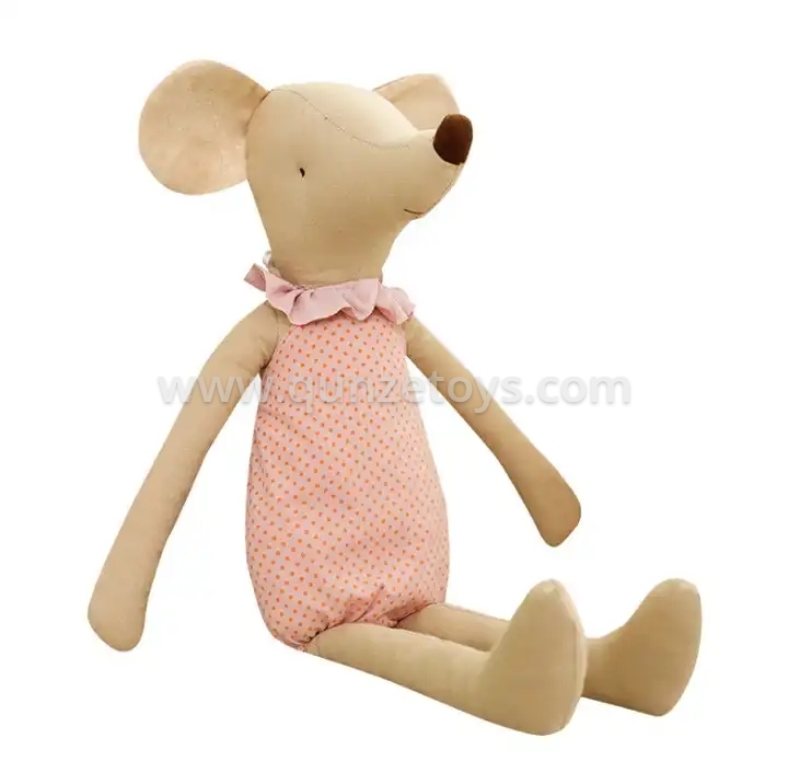 ECO Friendly Cotton Fabric Hand Made Mouse Toys Pointy Mouth Wearing Pajama Stuf