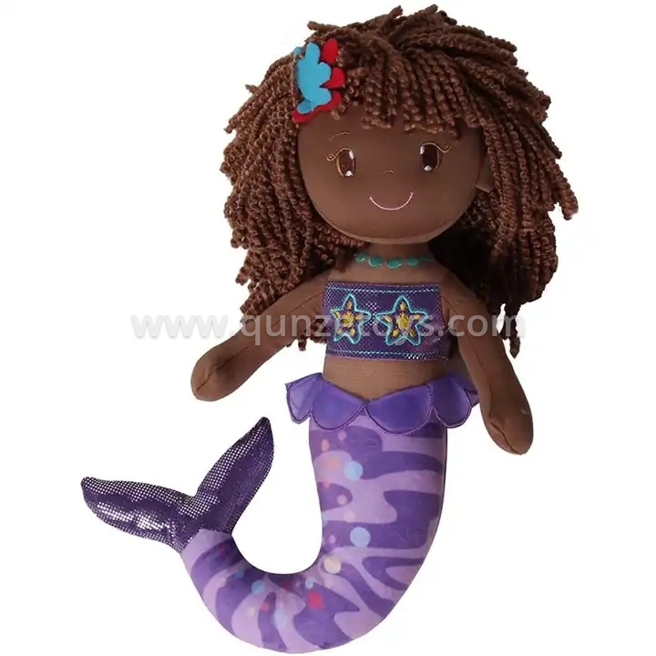 New Design Soft Plush Mermaid Black Cute Doll Plush Toy Baby