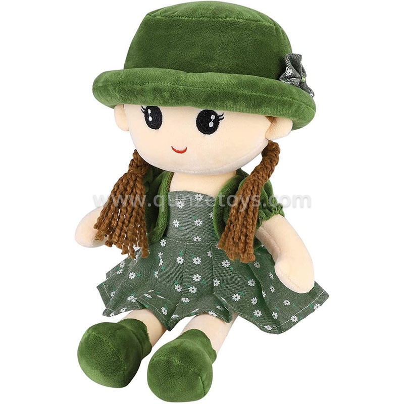 New Hot Selling Customized Plush Toy Doll With Green Dress Soft Baby Doll Plush 