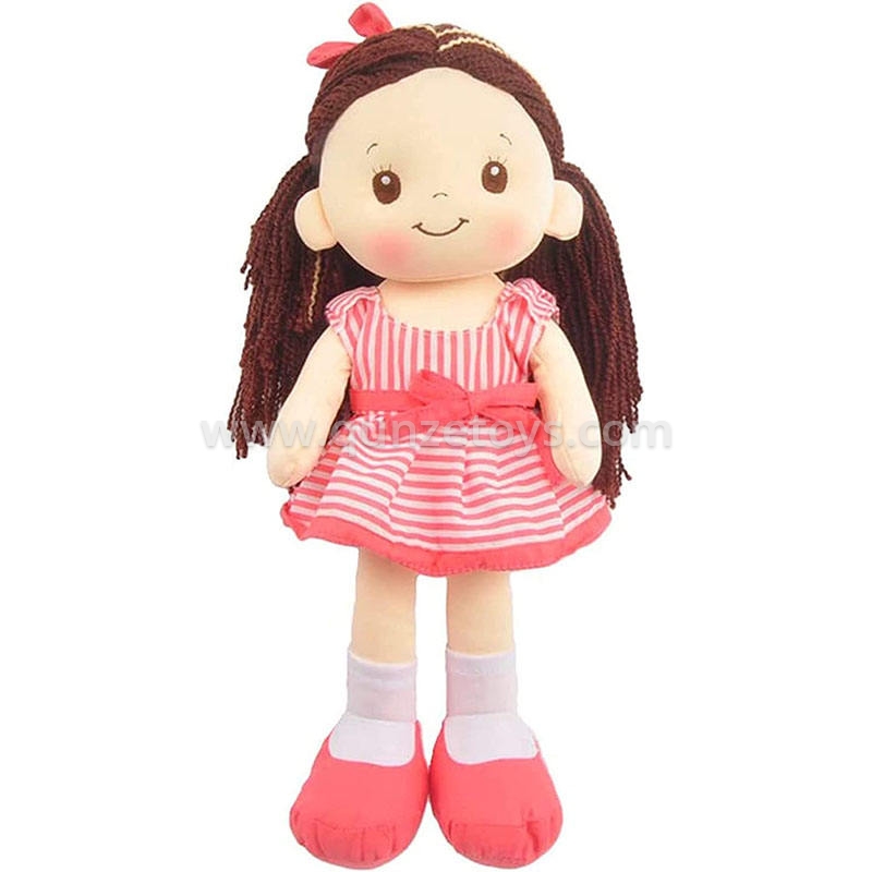 New Hot Selling Cute Baby Doll Plush Sleeping Partner Soft Girl With Pink Dress 