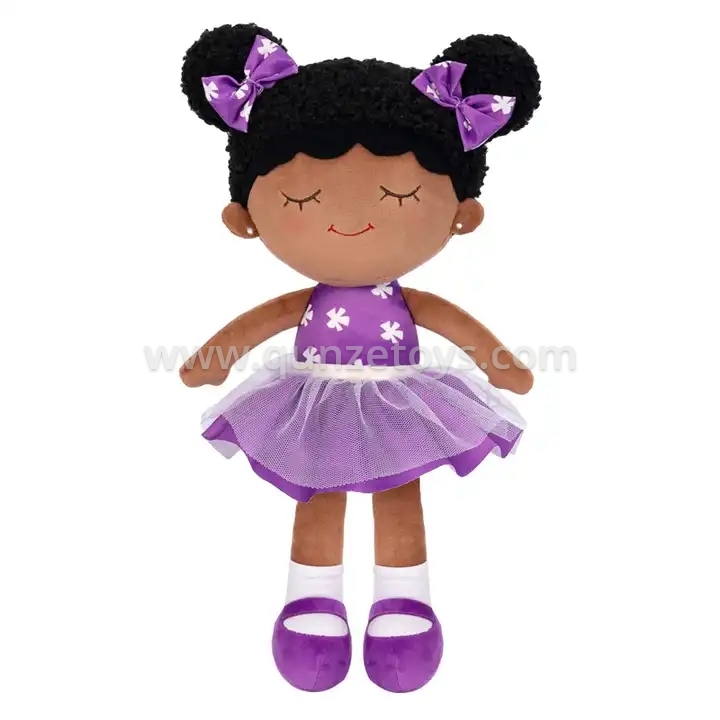 Stuffed Fashion Plush Toy Doll for Girl African Black Doll Beautiful Girl Black 