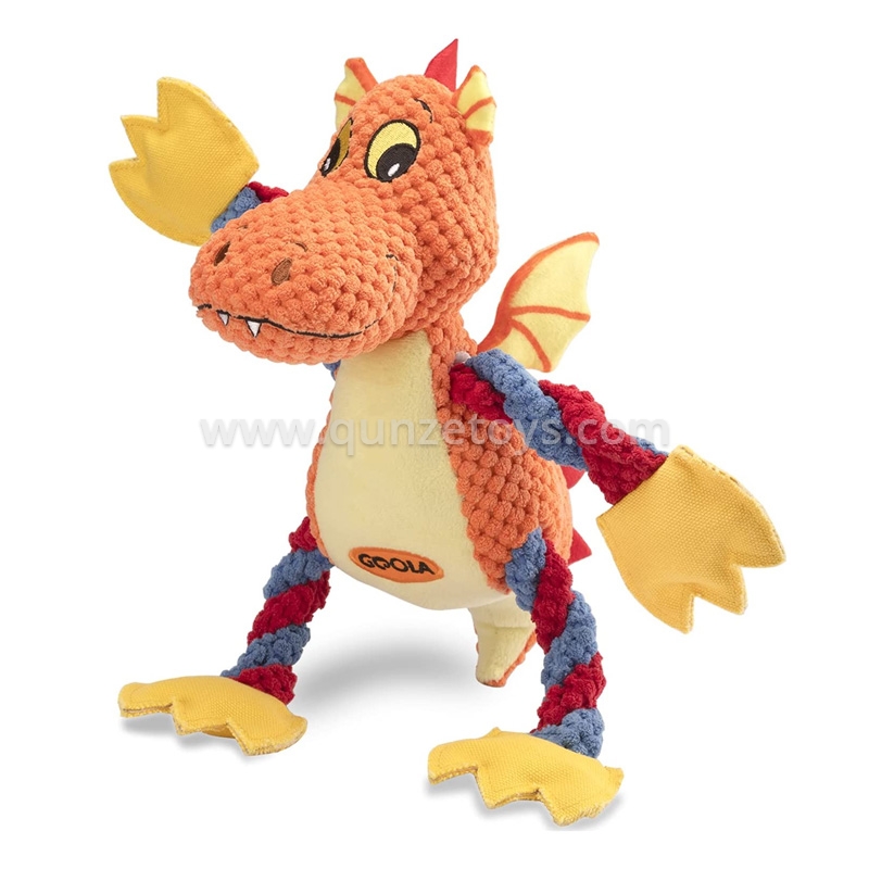 Customization Cute Dragon Interactive Plush Stuffed Toys Squeaks And Crepe Paper