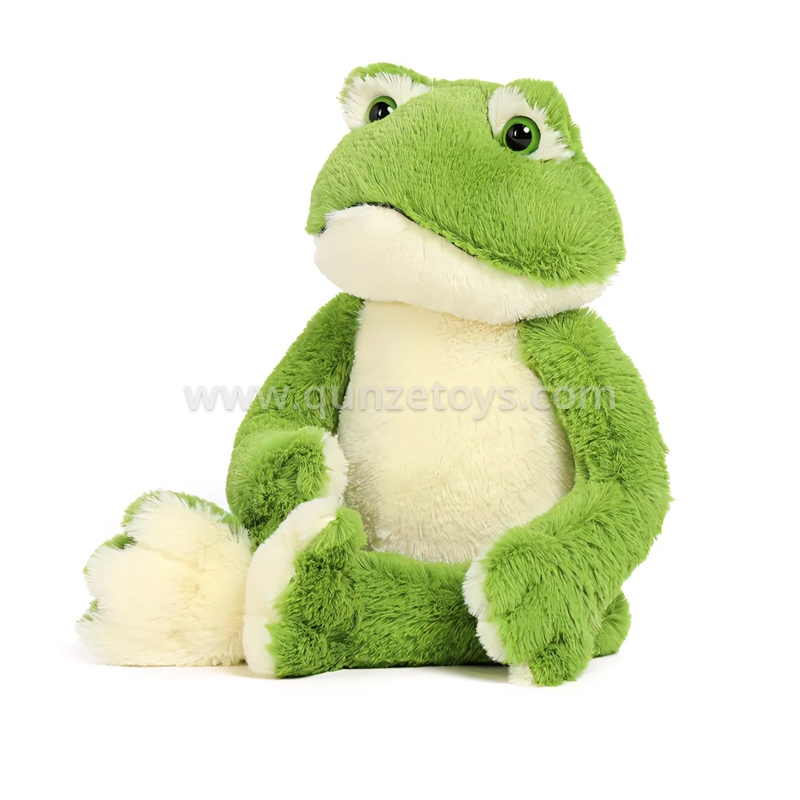 New Style Give The Child Girlfriend Green Plush Frog Plush Animal Cute White Bel