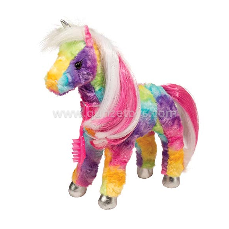 Popular Gift For Girls Play House Toys Cute Long Hair Rainbow Unicorn Fur Toys